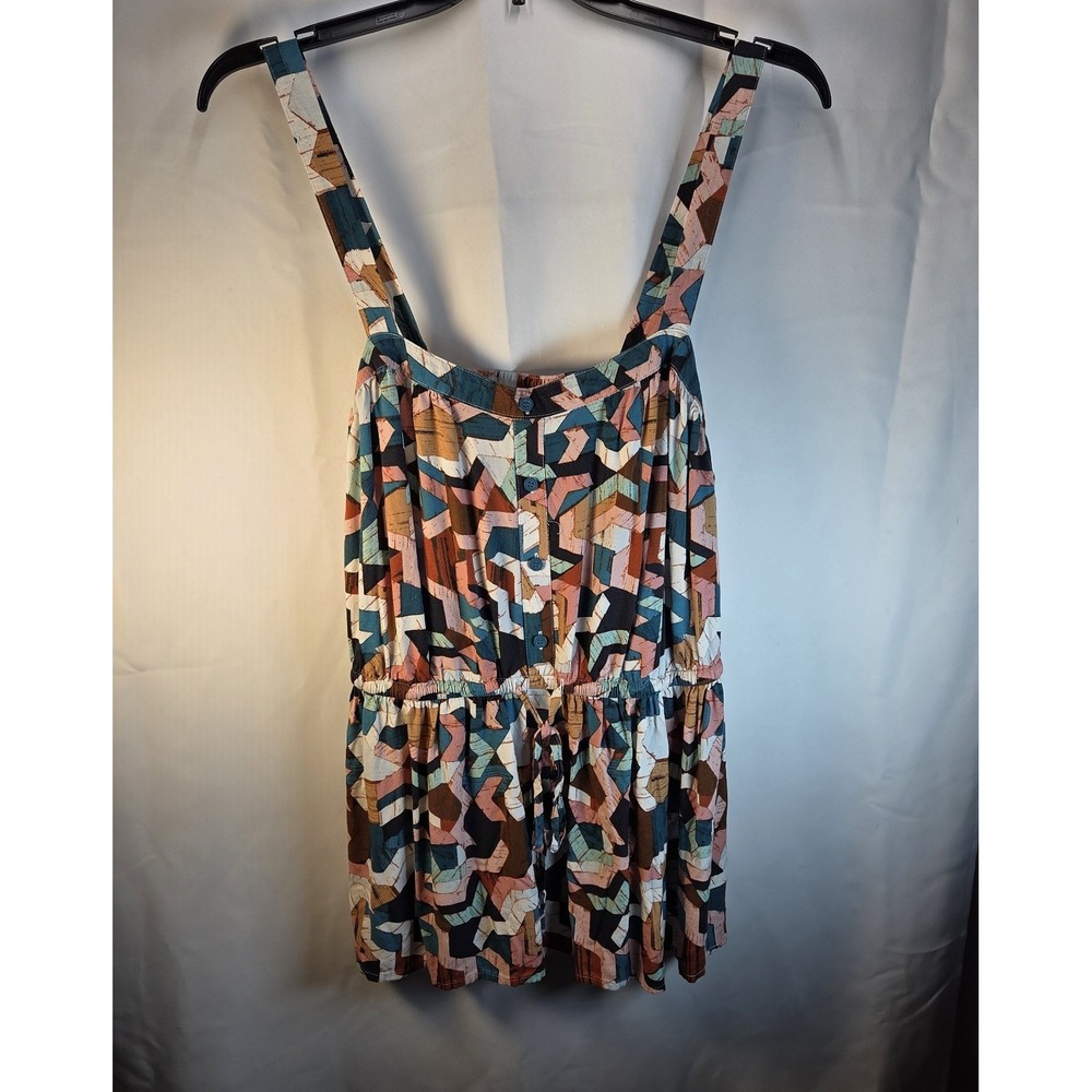 Lane Bryant Button-Down Cross Back Peplum Tank In Geometric Print Size 18